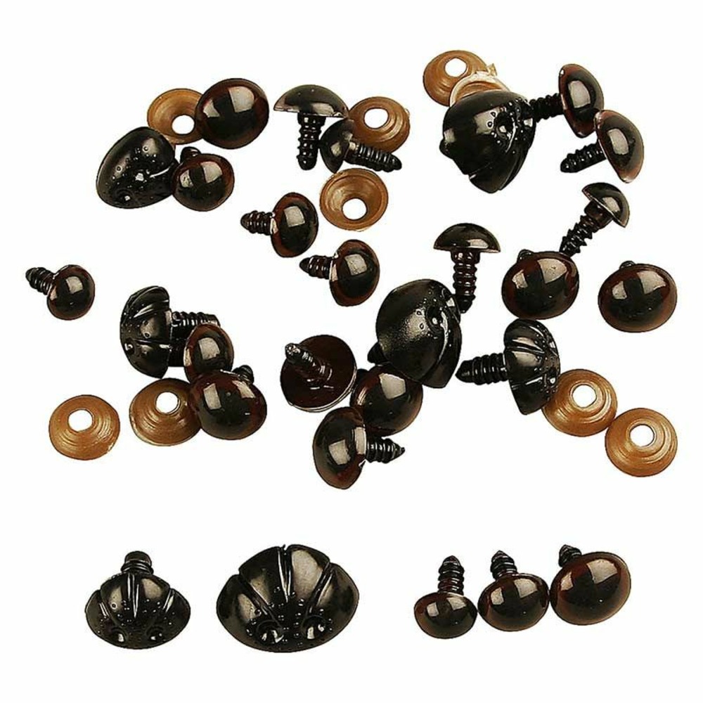 12 nez et yeux pour ours en peluche - 10 à 25 mm