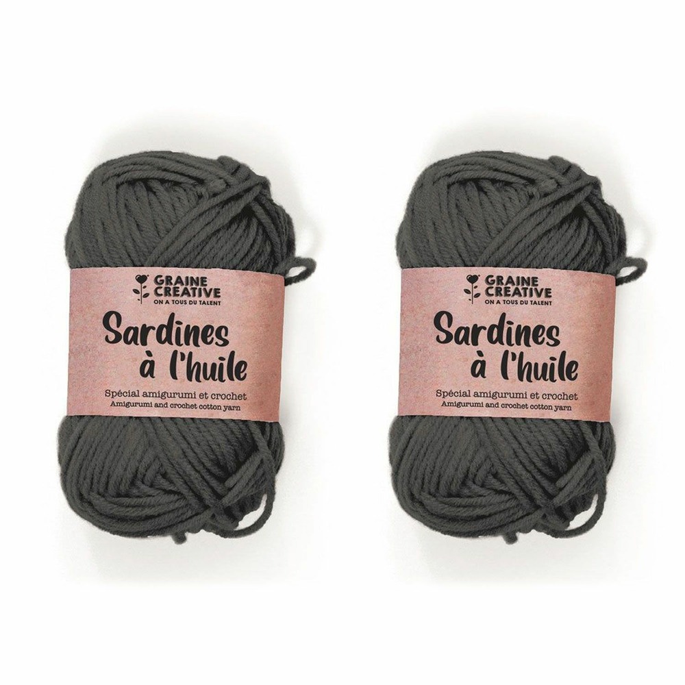 2 fils de coton pour crochet 55 m - gris foncé