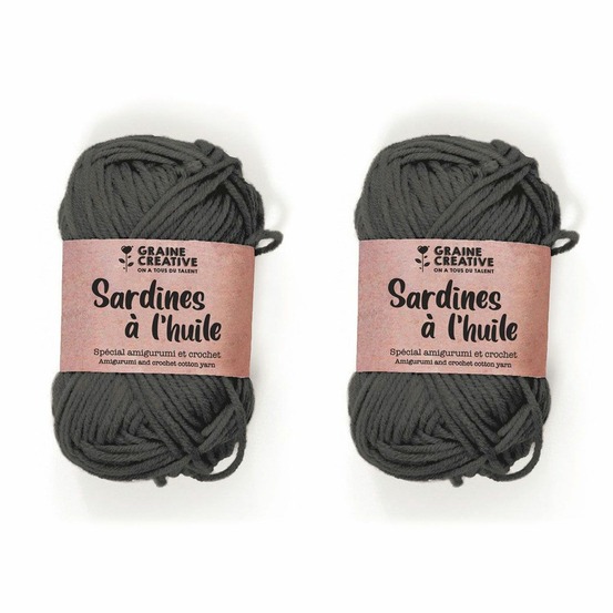 2 fils de coton pour crochet 55 m - gris foncé