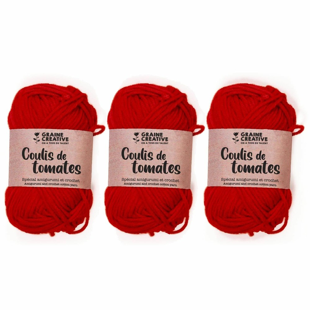 3 fils de coton pour crochet 55 m - rouge