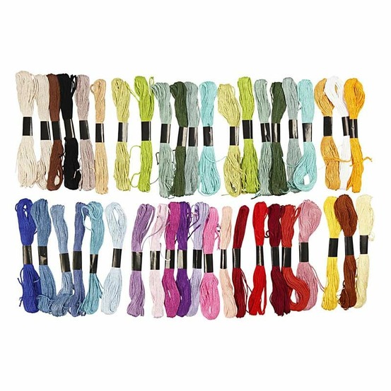 42 fils à broder en coton - couleurs assorties
