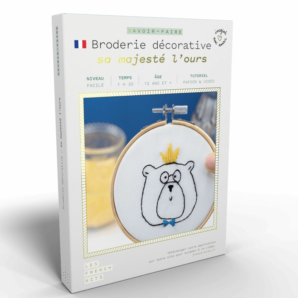 Coffret diy - broderie décorative - l'ours roi