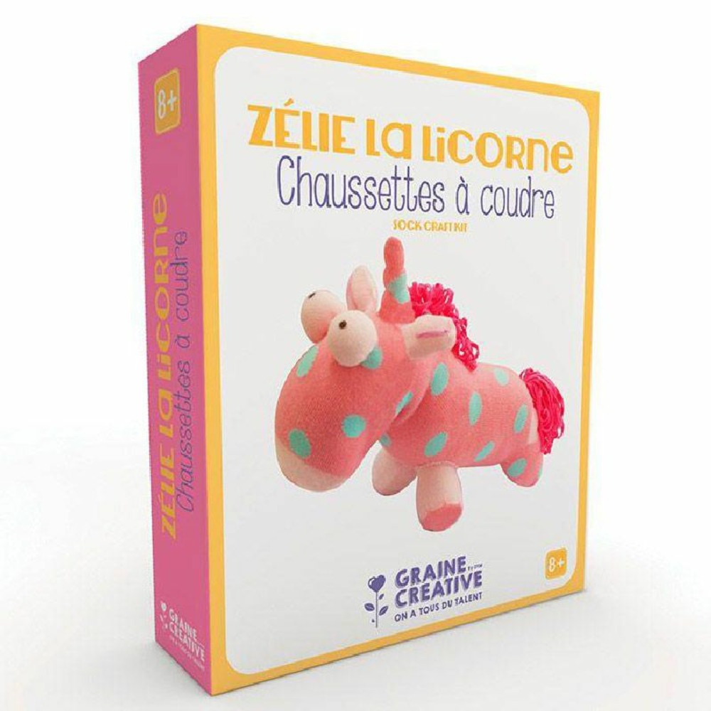Doudou à faire soi-même - zélie la licorne, chaussette à coudre
