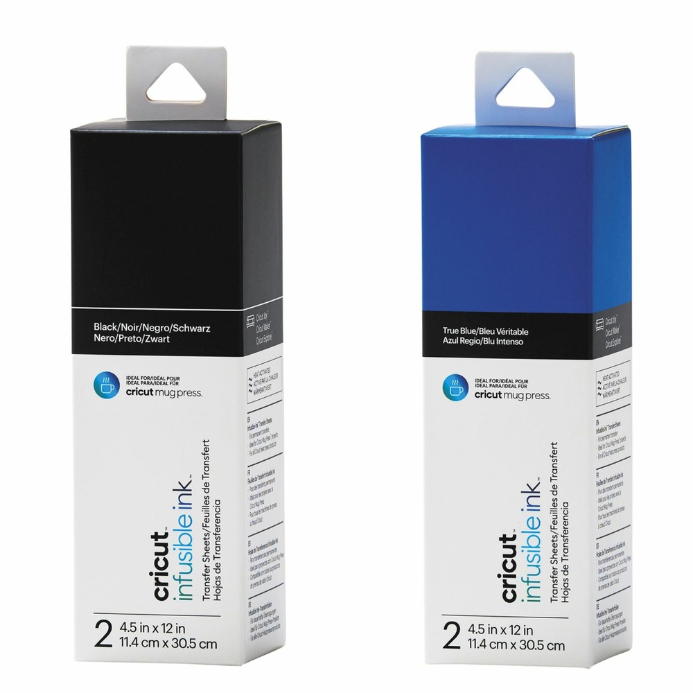 4 feuilles de transfert pour mug press - noir + bleu