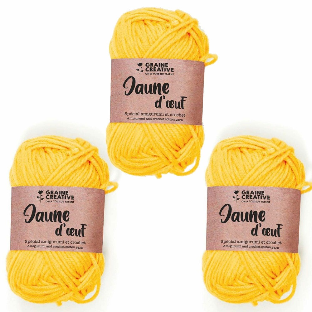 3 fils de coton pour crochet 55 m - jaune