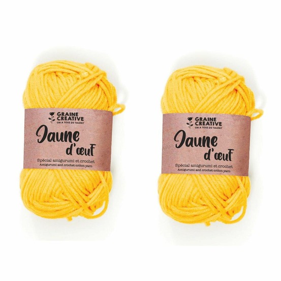 2 fils de coton pour crochet 55 m - jaune