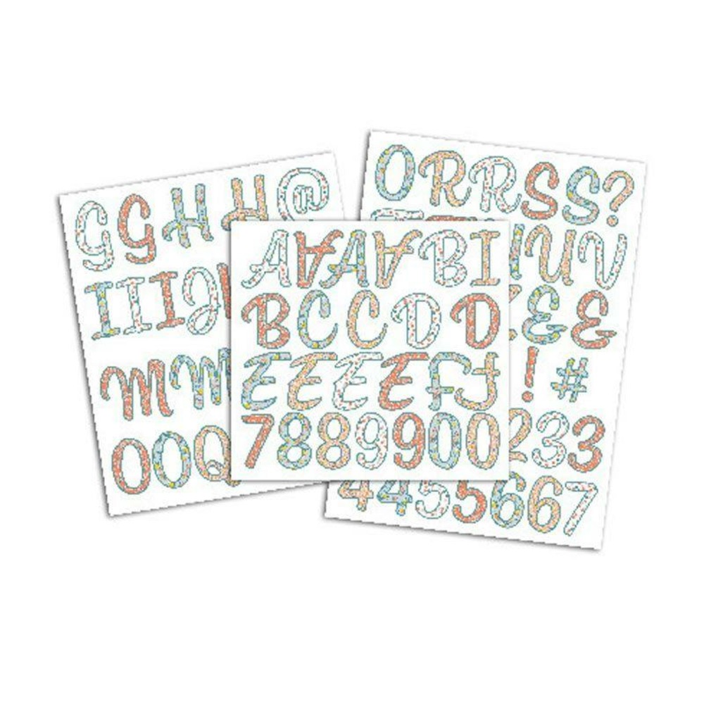 Motifs thermocollants chiffres et lettres pastel