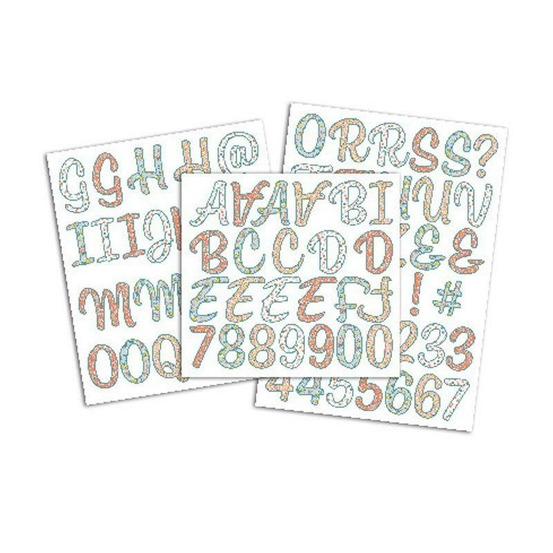 Motifs thermocollants chiffres et lettres pastel