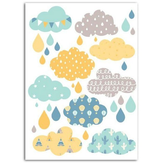 Textile thermocollant 15 x 21 cm - nuages garçon