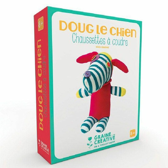 Doudou à faire soi-même - doug le chien, chaussette à coudre