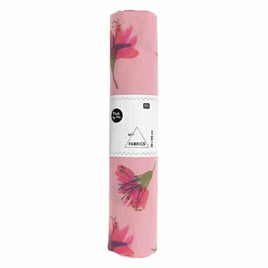 Coupon de tissu fleurs de cerisier 50 x 140 cm - rose