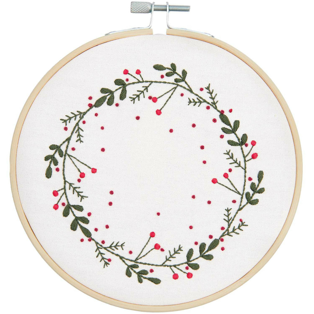 Kit broderie couronne de noël ø 15 cm