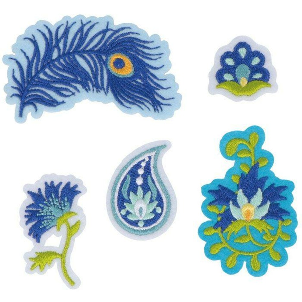 Ecussons thermocollants bleus - paon