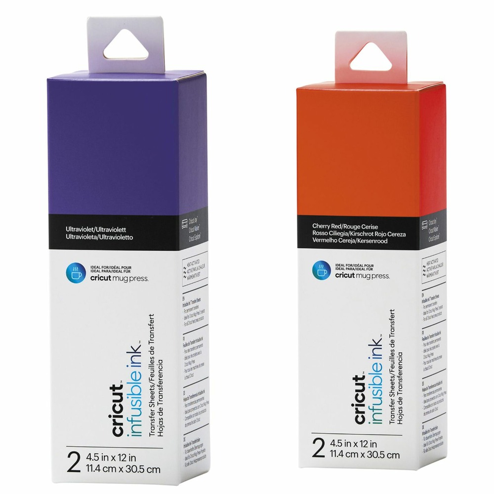 4 feuilles de transfert pour mug press - violet + rouge