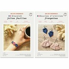 Bijoux macramé - bracelet, boucles d'oreilles bleu rose
