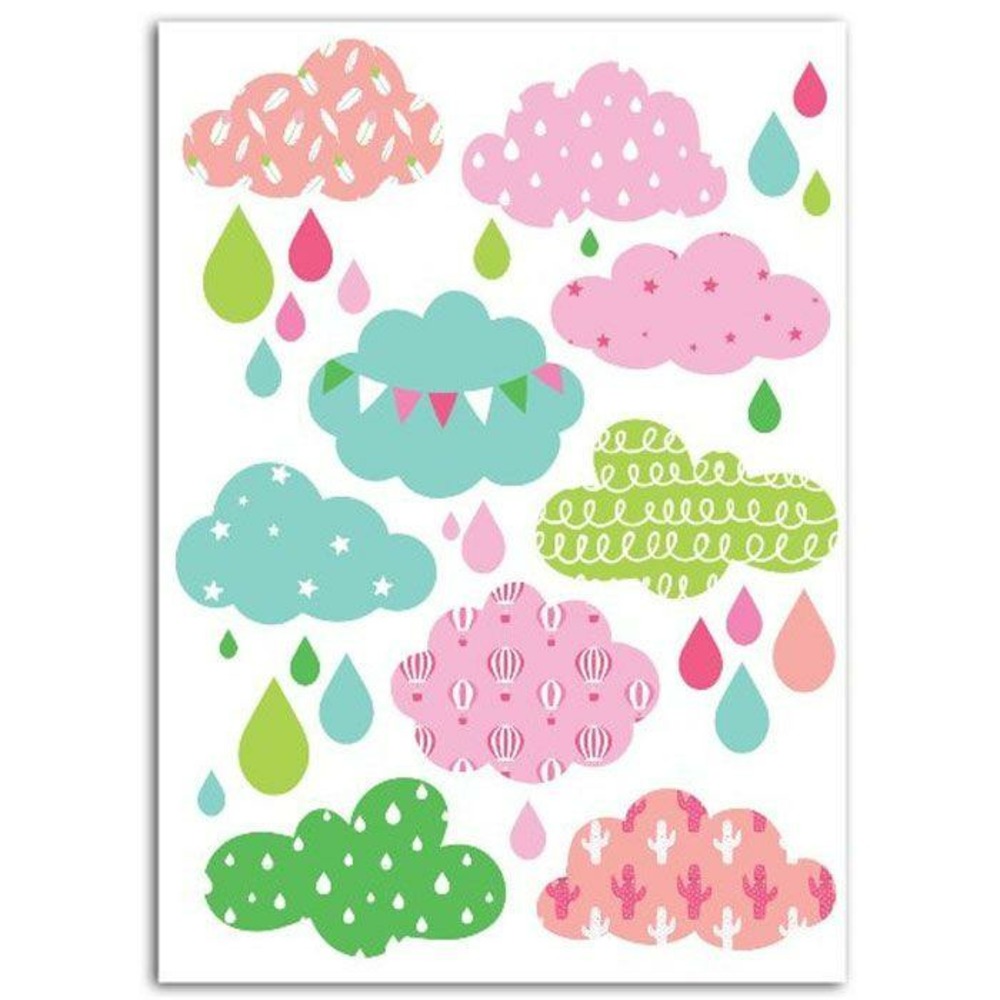 Textile thermocollant 15 x 21 cm - nuages fille