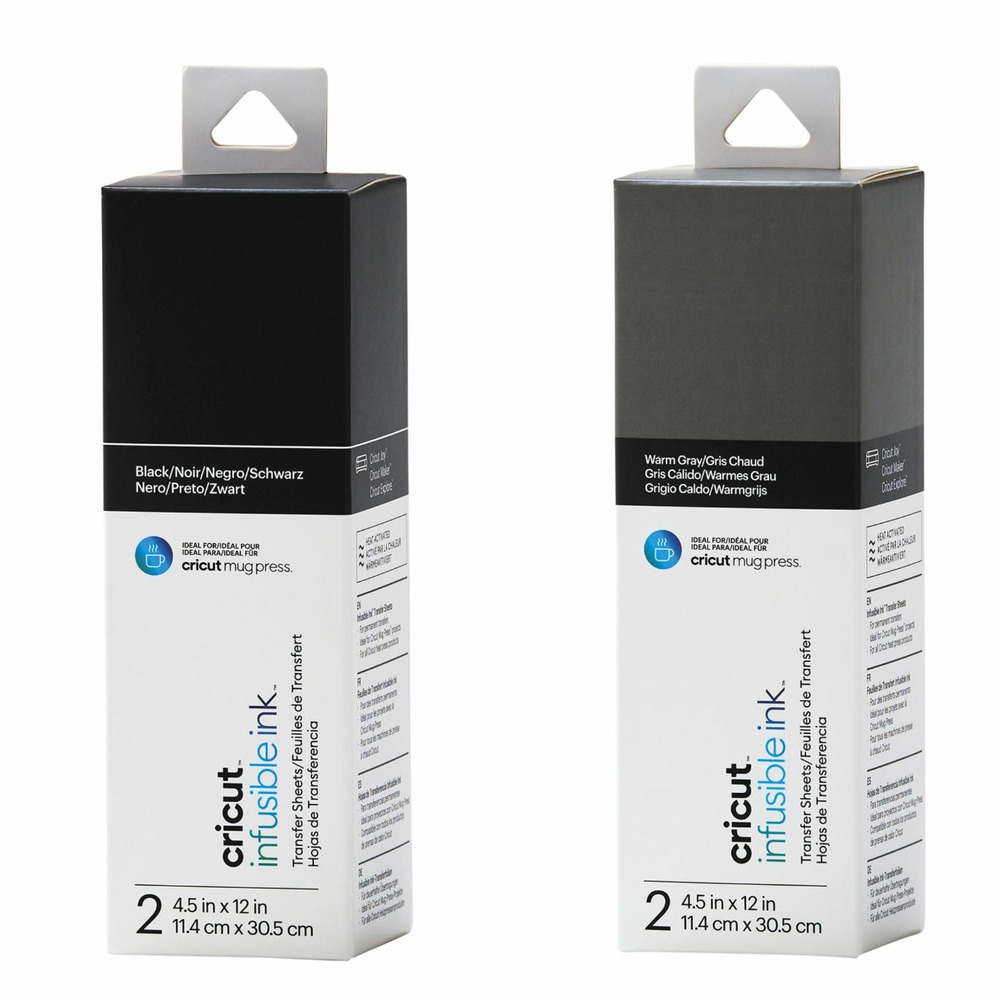4 feuilles de transfert pour mug press - noir + gris