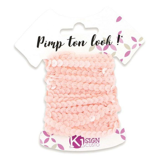 6 ruban de sequins 6 m - rose chamallow