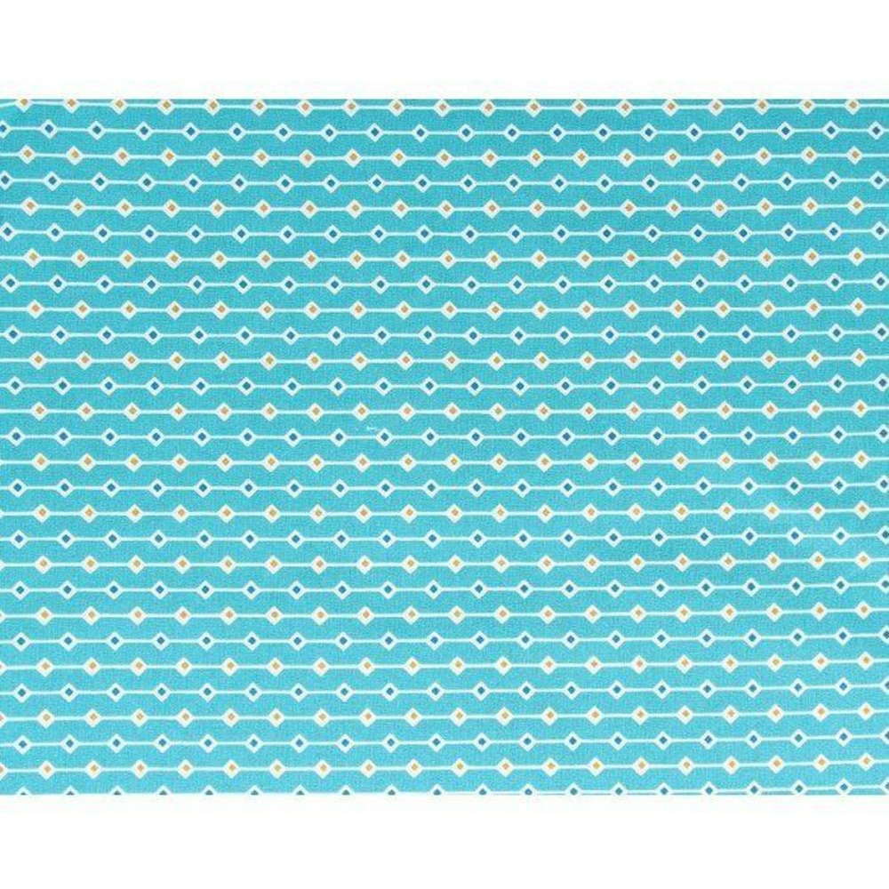 Coupon de tissu 55 x 45 cm - bleu clair à losanges orange & bleu