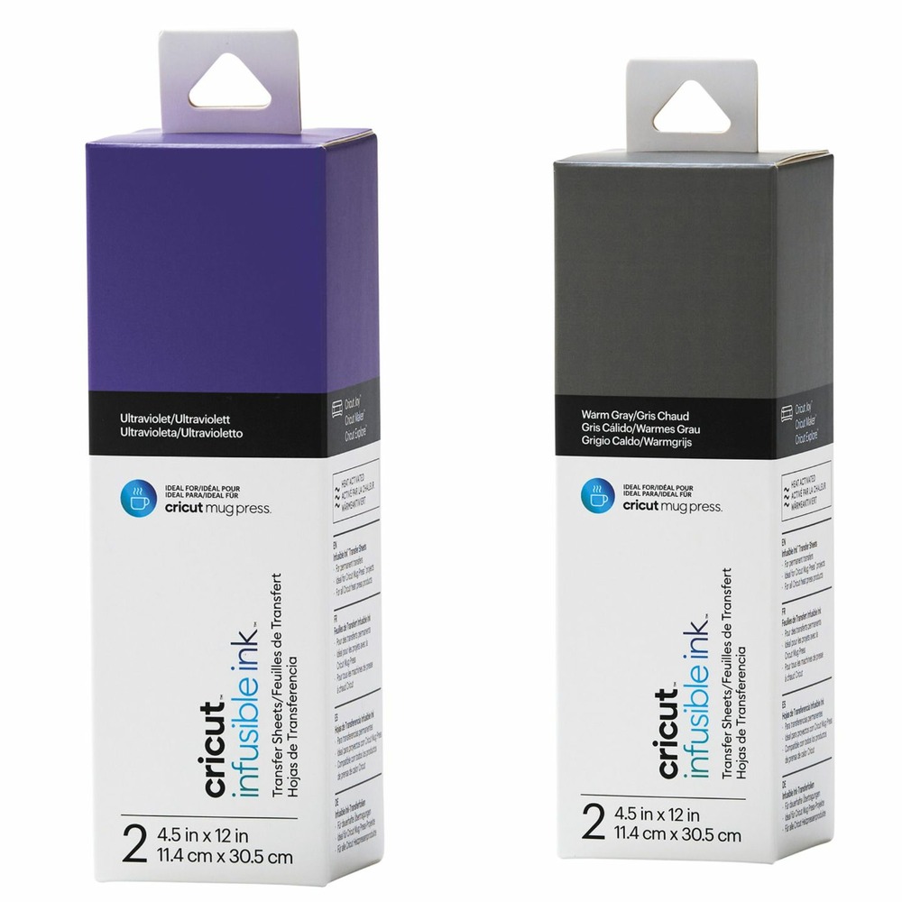 4 feuilles de transfert pour mug press - violet + gris