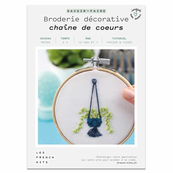 Coffret diy - broderie décorative - plante suspendue