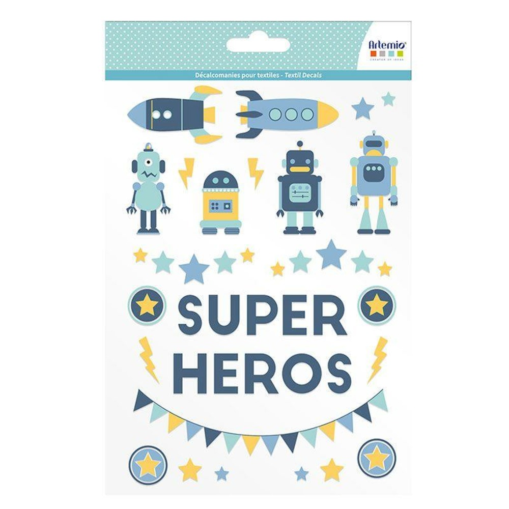 Transfert thermocollant pour textiles - a5 - super héros