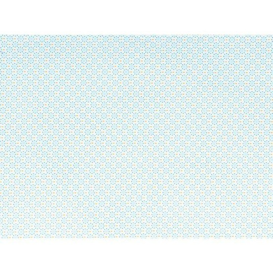 Coupon de tissu 55 x 45 cm - ronds bleu clair à pointillés bleus