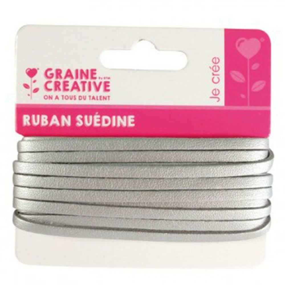 Ruban suédine 4,5 m - argenté