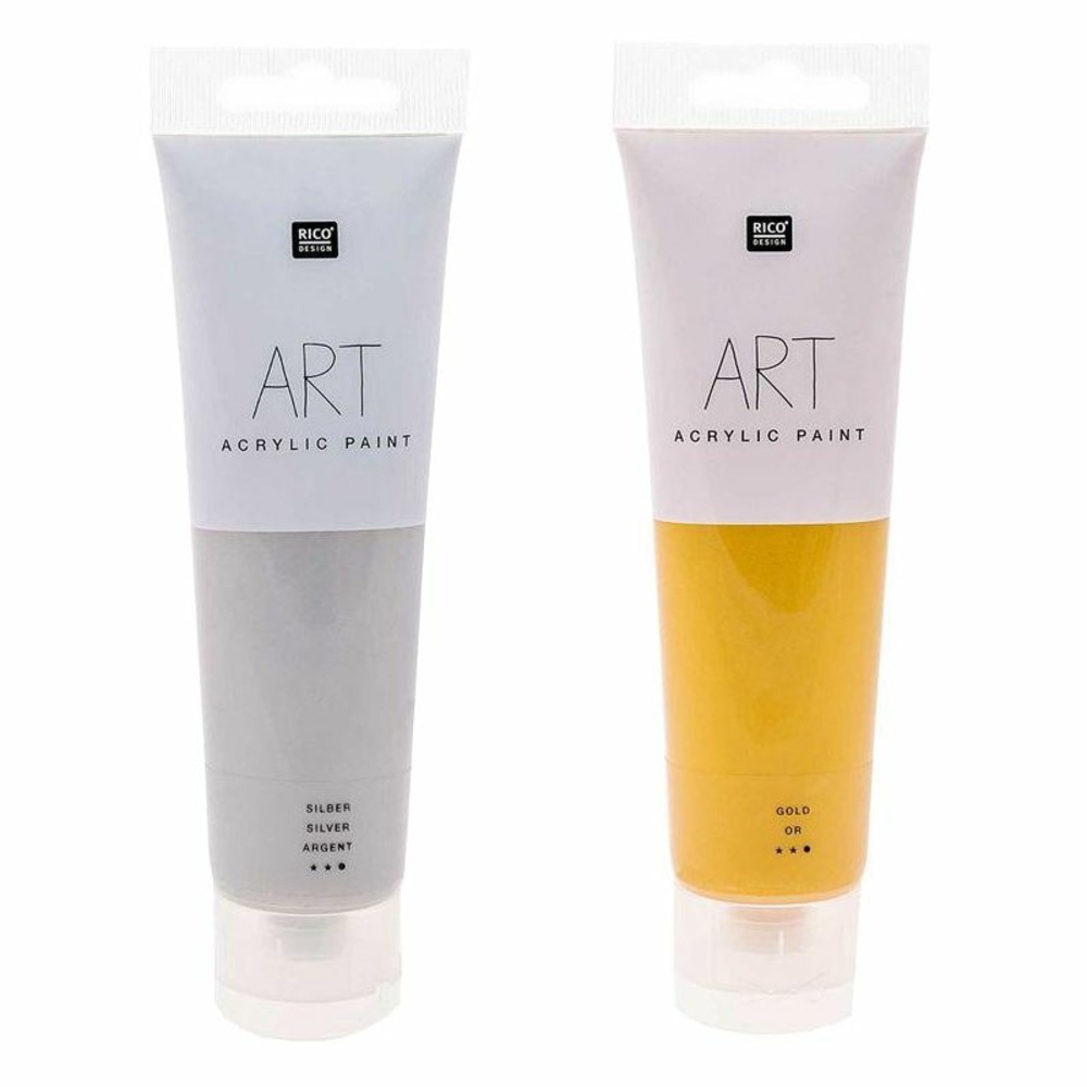 2 tubes de peinture acrylique 100 ml - doré-argenté