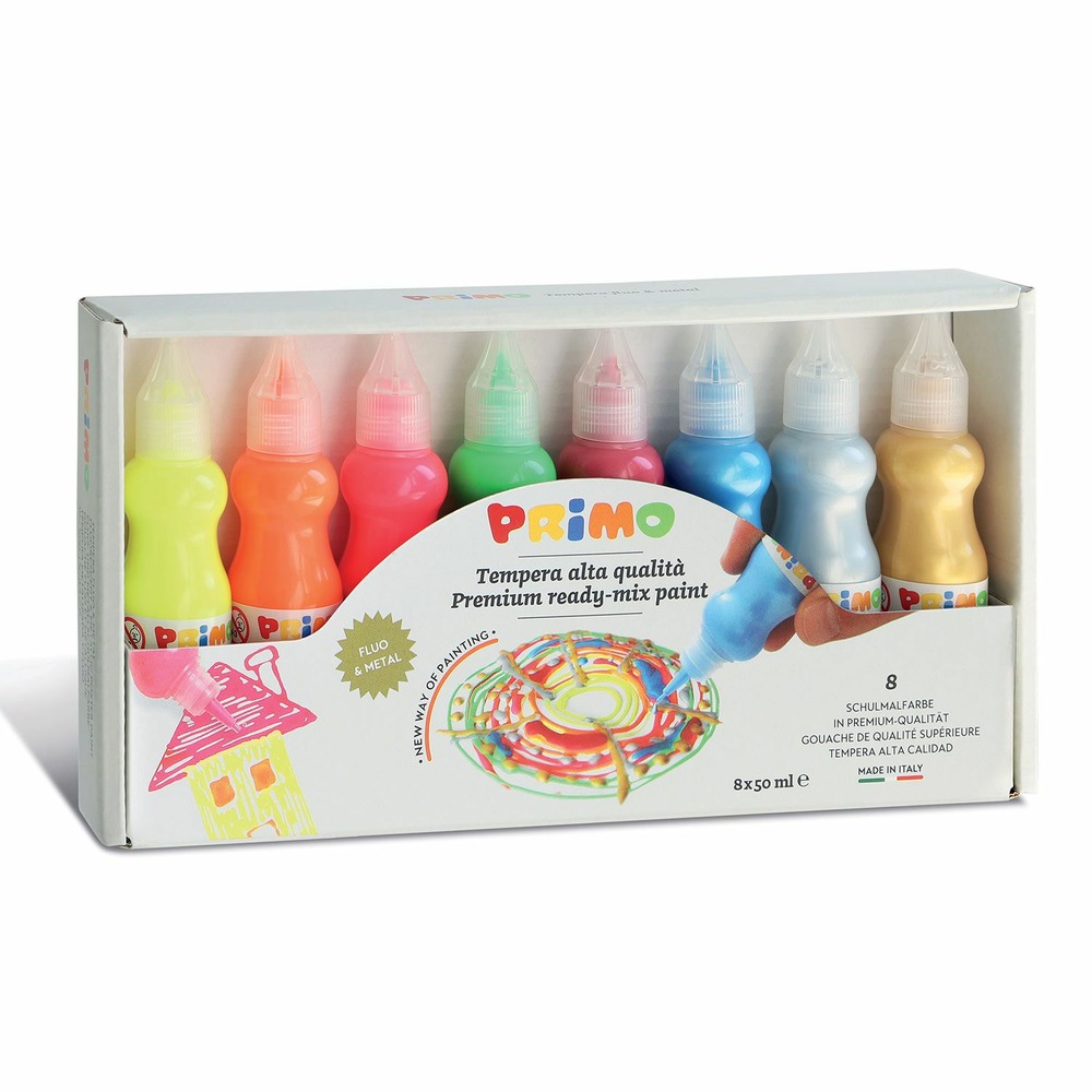 8 bouteilles de gouache métallique/fluo 50 ml