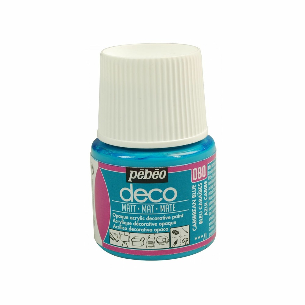 Peinture acrylique opaque mate - bleu caraïbes - 45 ml