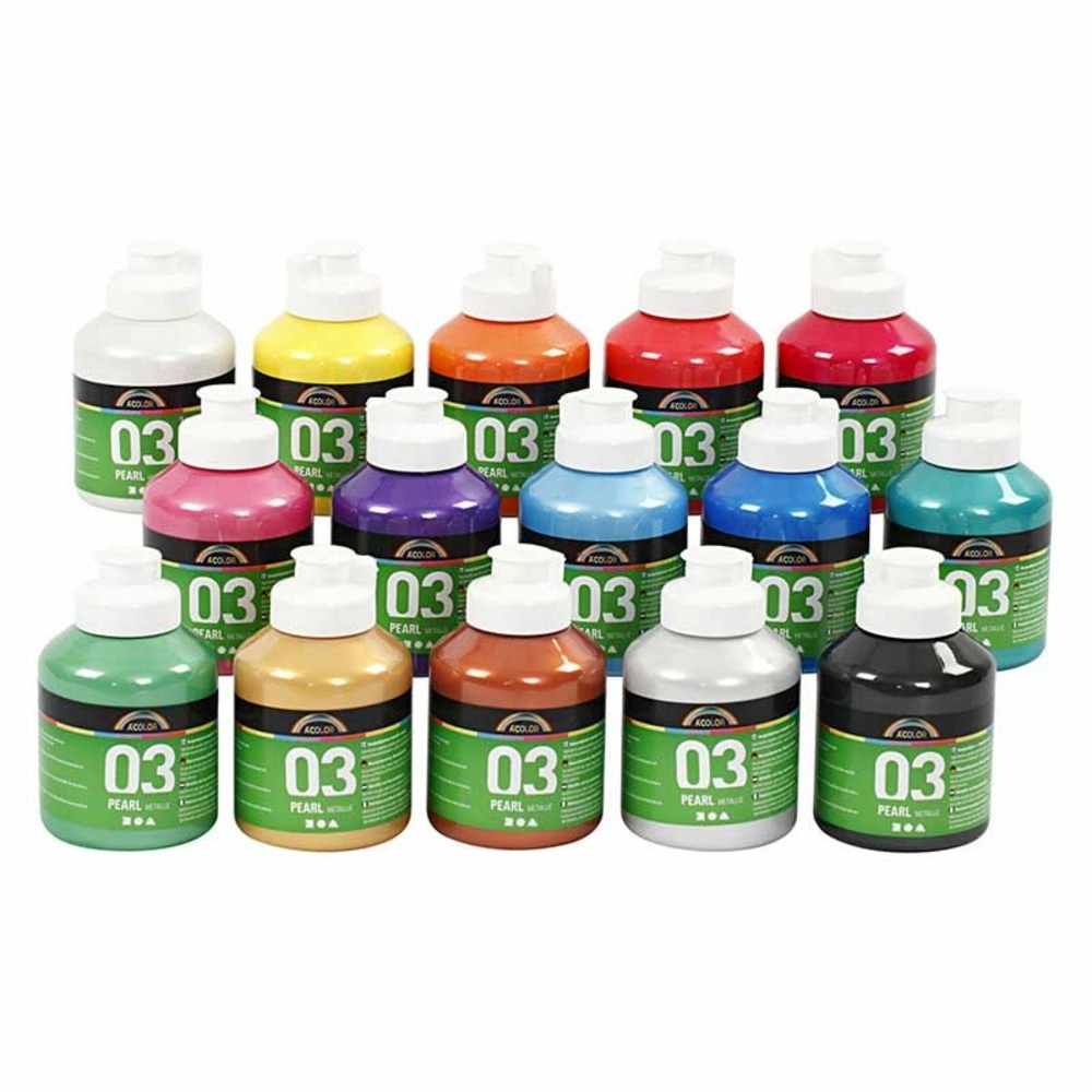 Set 15 peintures acryliques métallisées a-color - couleurs assorties 500 ml