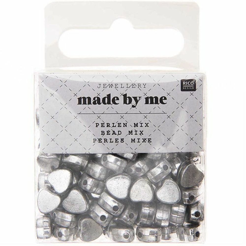 165 perles coeur 5 x 7 mm - argent