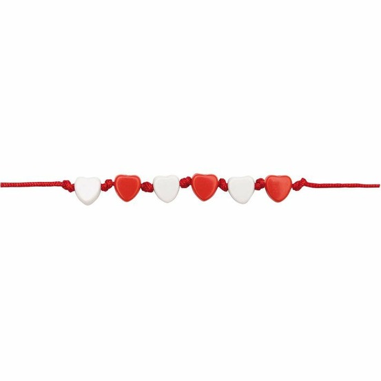 165 perles coeur 5 x 7 mm - blanc et rouge