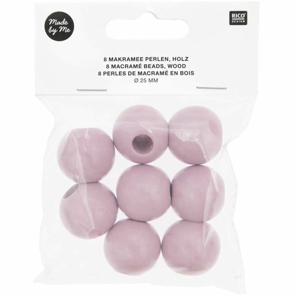 8 perles rondes - bois rose - 25 mm
