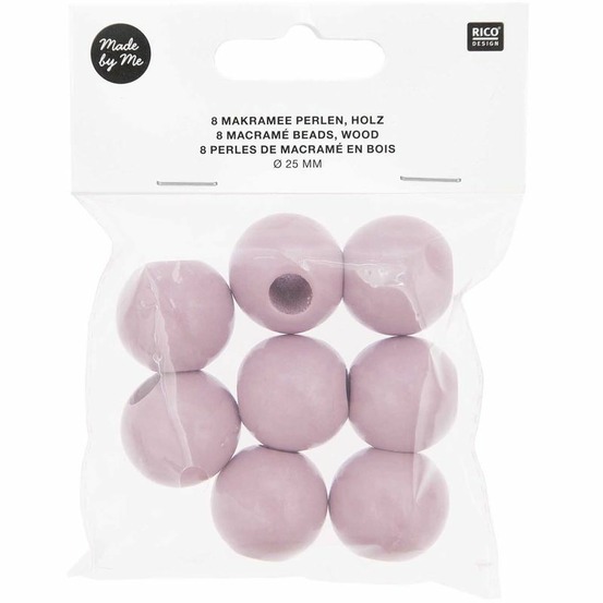 8 perles rondes - bois rose - 25 mm