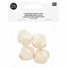 4 perles toupies pour macramé - bois nature - 30 mm