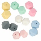14 perles en silicone hexagonales 17 mm - multicolore