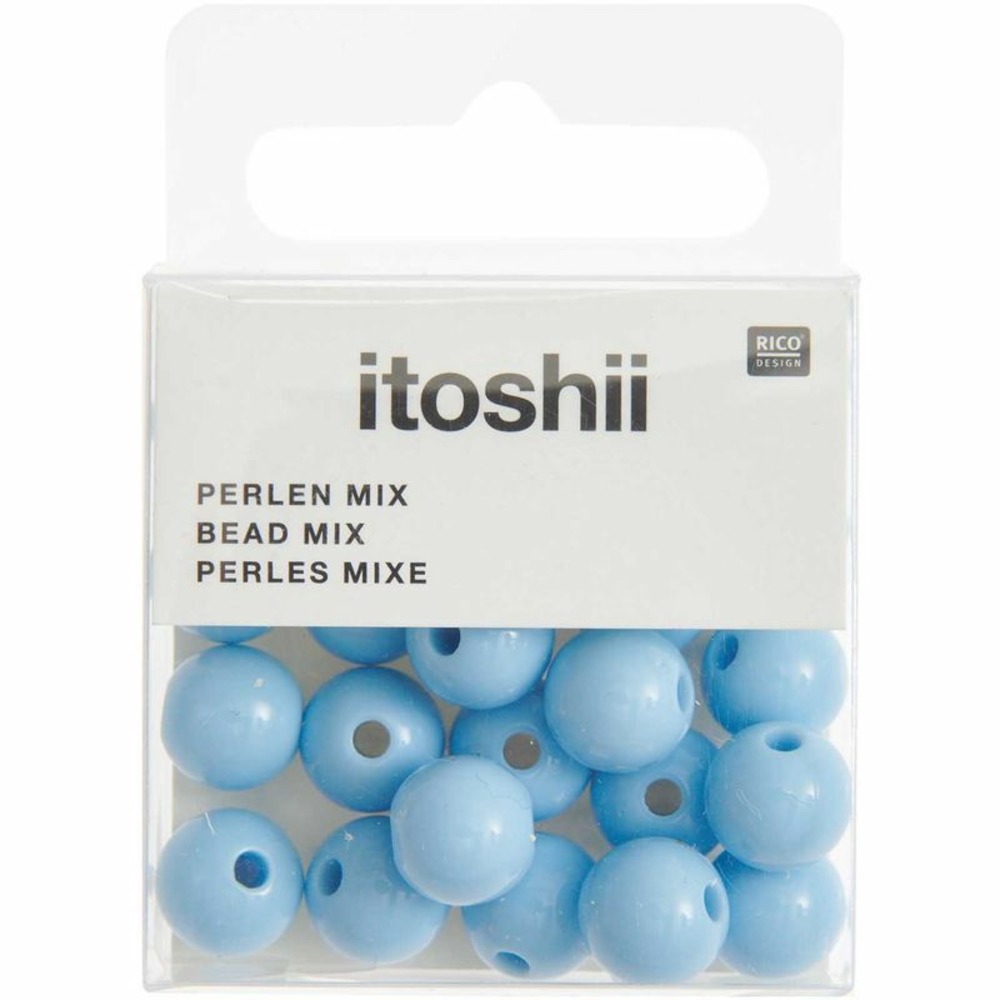 24 perles rondes 10 mm - bleu-gris