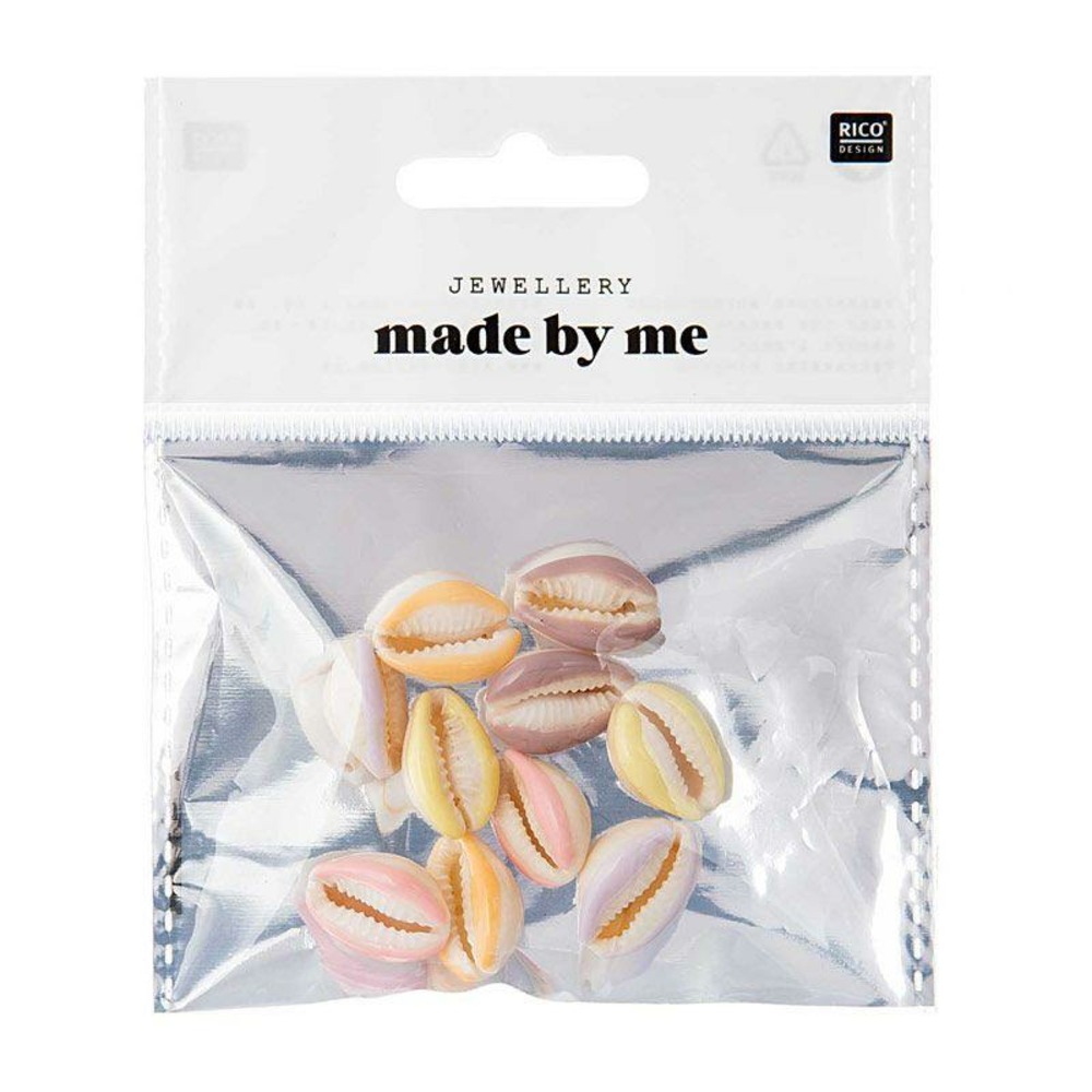 10 perles - coquillages pastel - 2 perforations