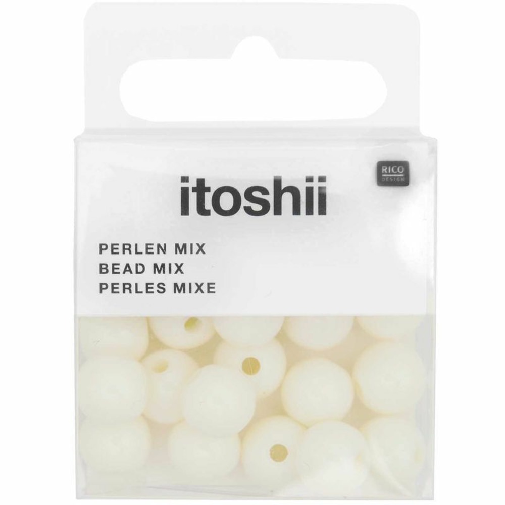 24 perles rondes 10 mm - blanc cassé