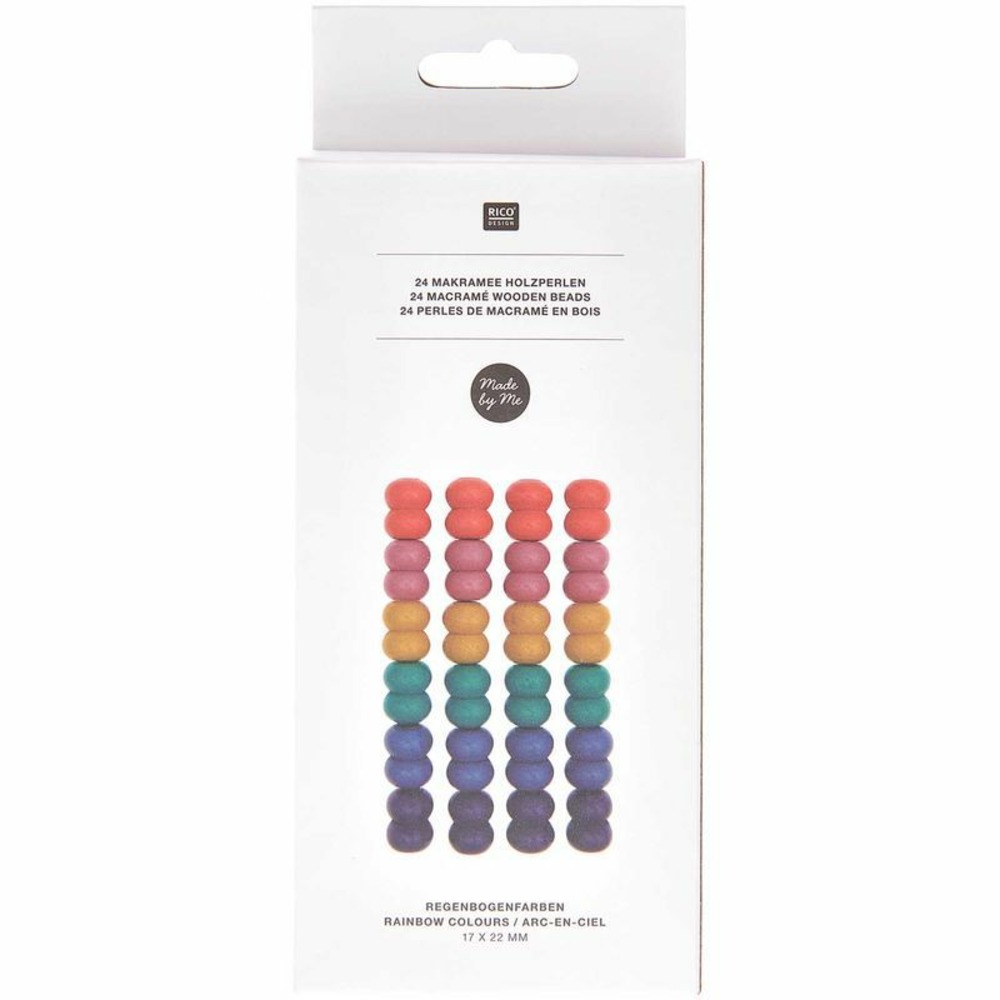 24 perles rondes doubles - bois arc-en-ciel - 22 mm