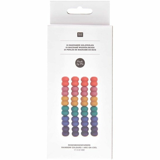 24 perles rondes doubles - bois arc-en-ciel - 22 mm