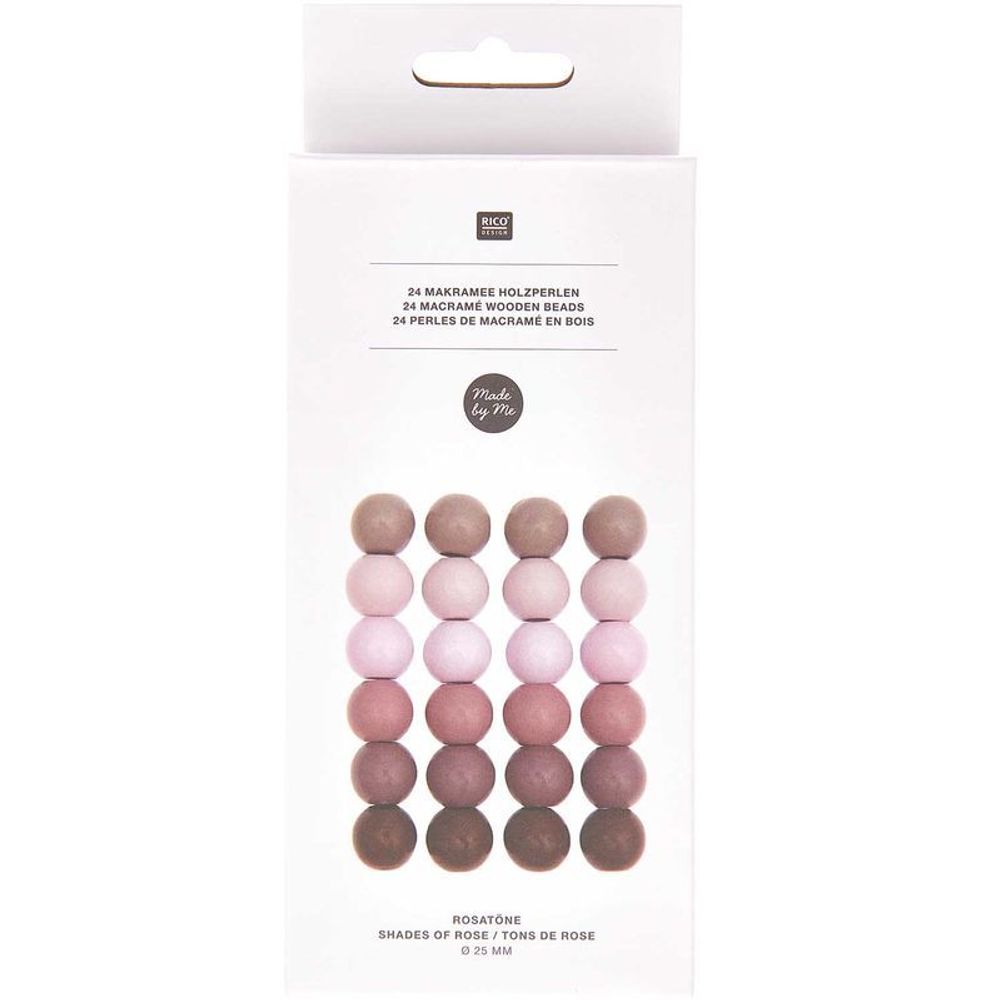 24 perles rondes - bois tons roses - 25 mm | Truffaut