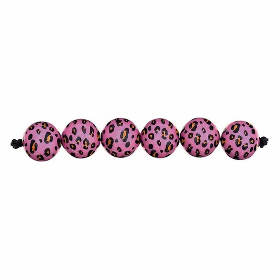 5 perles acid leo rose fuchsia ø 16 mm