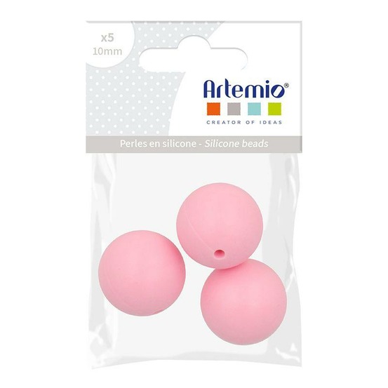3 perles silicone rondes - 15 mm - rose