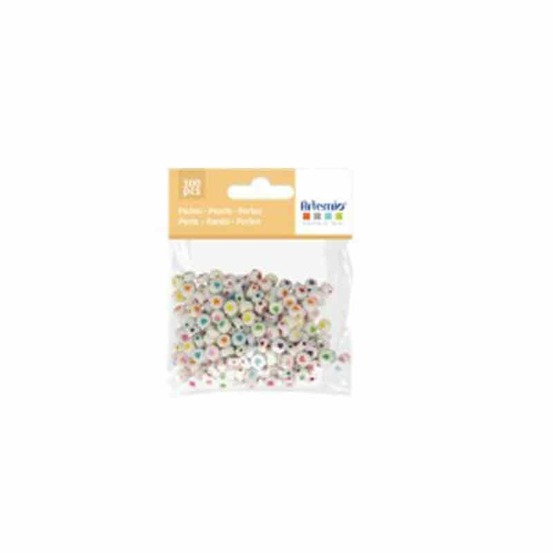 300 perles blanches coeur couleurs dia 7 mm