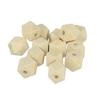 14 perles en bois polygonales 12 x 16 mm