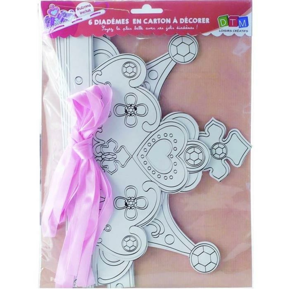 6 diadèmes de princesse avec rubans à décorer