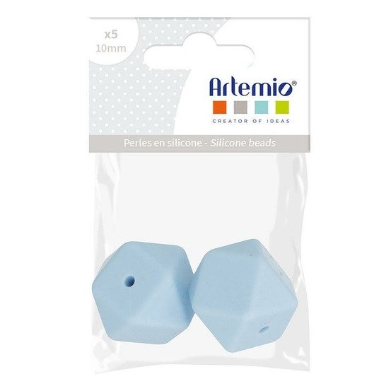 2 perles silicone hexagonales - 17 mm - bleu pastel